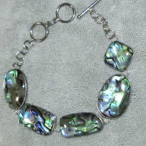 Sterling Silver & Abalone Shell Lucas Lameth (LUC) Toggle Bracelet Small-Large